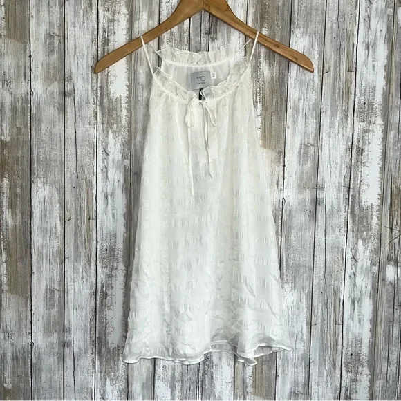HD in Paris Silk Shadow Pane Tank White Sleeveless Blouse Size 6 Anthropologie - Picture 2 of 7